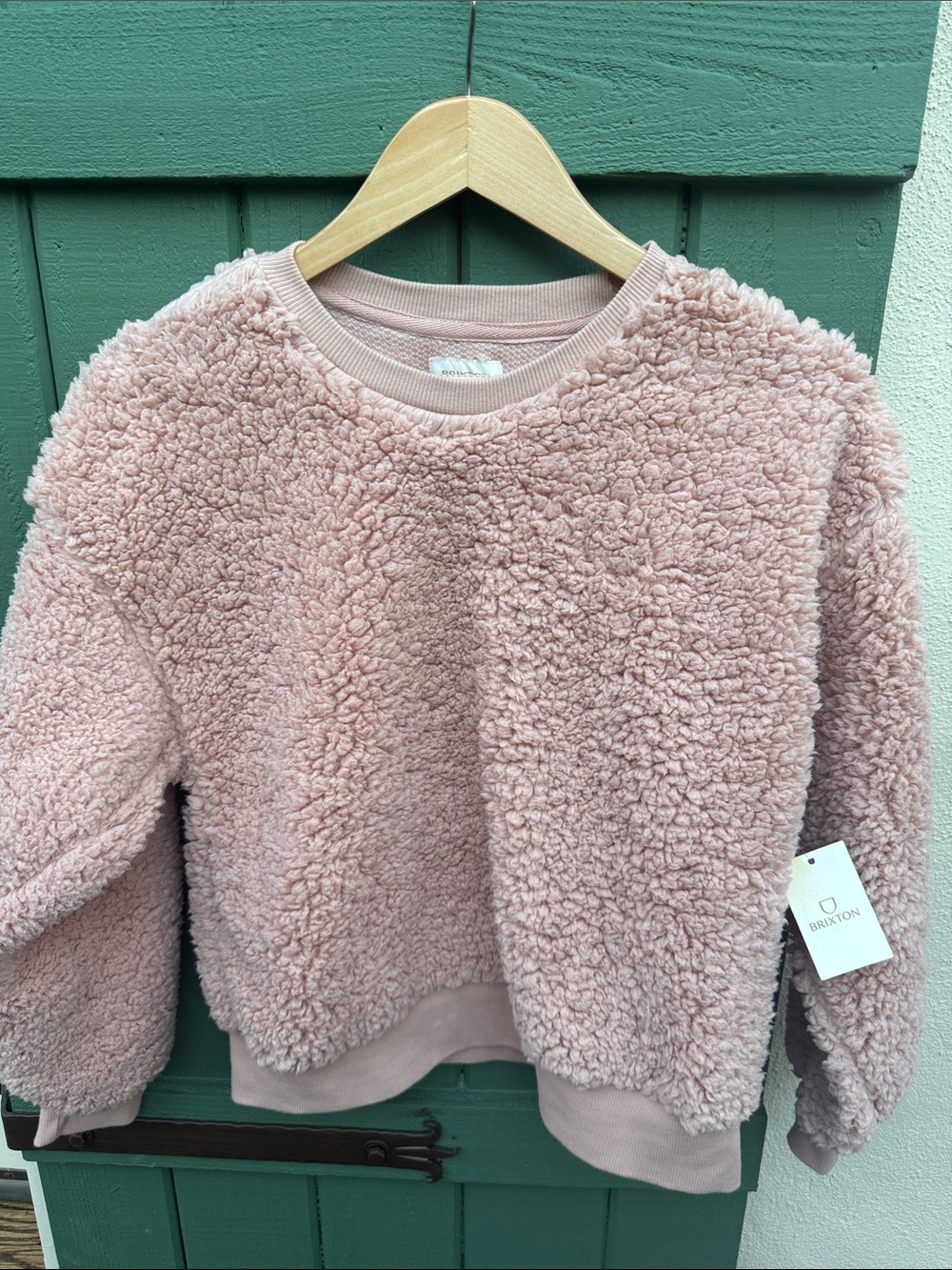 Brixton Plush Sherpa Crewneck in Blush